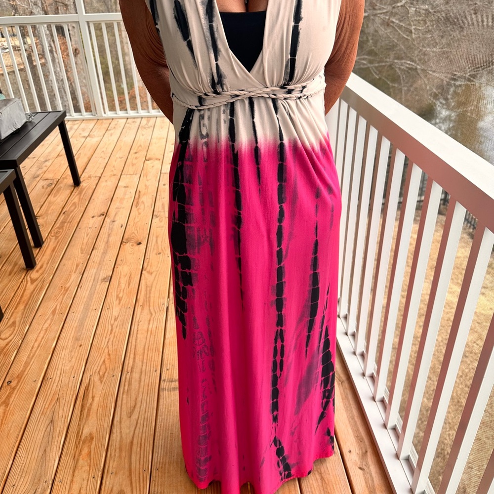 Elegant Pink and Black Women's Dress